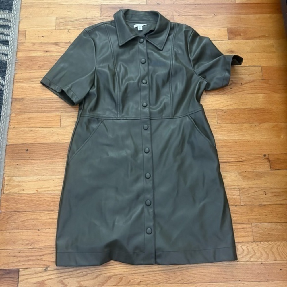 TopShop Green Faux Leather Dresss Size 12